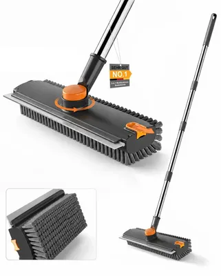 Imagen del producto de Cepillo para suelos 3 en 1 con mango telescópico de 70 cm, cepillo de fregado, versátil para la limpieza