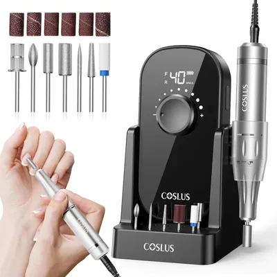 Elektrische Nagelfreese 6-in-1, 0-40.000 U/min, 1500 mAh, USB-C, schwarz