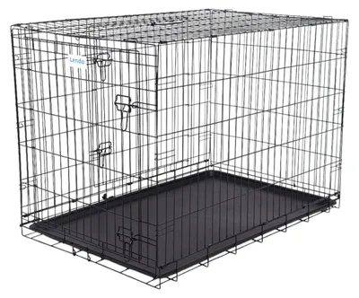 Obrázok produktu pre Prenosná psia klietka Lendo, skladacia, čierna, oceľ, rozmer 107x71x78 cm