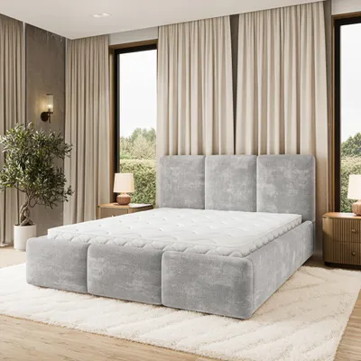 Produktbild von Masseno Polsterbett MORENA LM 160x200 cm, Polsterbett mit Bettkästen - Hellgrau, LUMO 65