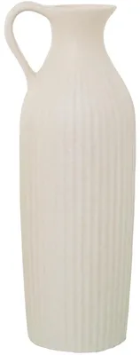 Keramik Kanne mit Rillen, Beige, 15 x 42 cm