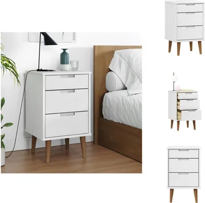 Obrázok produktu pre vidaXL Nočný stolík MOLDE White 40x35x65 cm masív borovica - Nočné stolíky