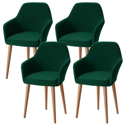 Image de Housses stretch pour fauteuils, lot de 4 avec accoudoirs, amovibles et lavables, couleur verte