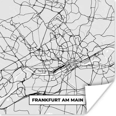 Produktbild von MuchoWow® Poster Stadtplan - Deutschland - Karte - Frankfurt am Main 75x75 cm - Wand Dekoration