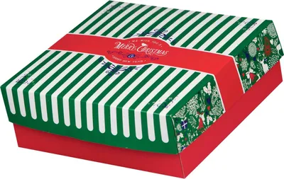 Produktbild von 190x Keksbox Gebäckkarton mit Alubeschichtung "Weihnachten" 220 x 220 x 80mm