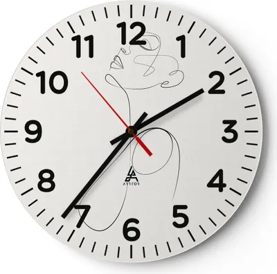 Produktbild von Wanduhr - Rund - Glasuhr - Linie Linie Frau - 30x30cm - Schleichendes Uhrwerk - Lautlos - zum Aufhängen bereit - Dekoration Modern - Wanddekoration aus Glas - C4AR30x30-5112