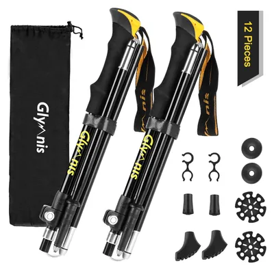 Zdjęcie produktu dla Teleskopowe kije trekkingowe wykonane z aluminium serii 7075, regulowane od 110 do 130 cm, z mechanizmem zaciskowym