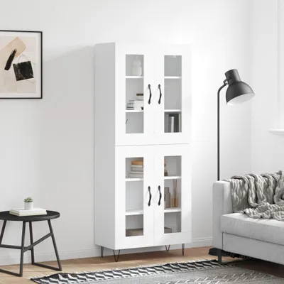 Productafbeelding van vidaXL Hoge kast, wit, 69,5 x 34 x 180 cm, houtvezel