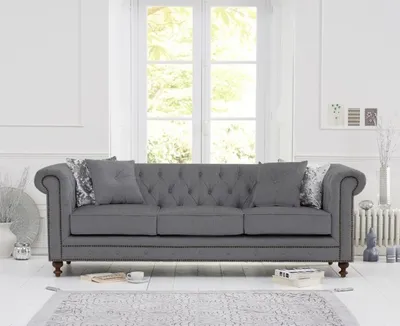 Produktbild von Chesterfield Sofa Couch Polster Stoff Leder Couchen  Polster Garnitur 3 Sitzer