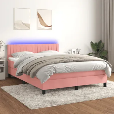Produktbild von Maison Exclusive - Boxspringbett mit Matratze & LED Rosa 140x200 cm Samt
