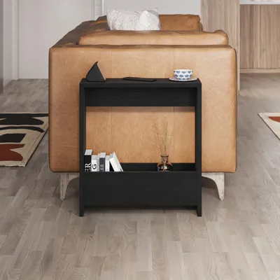 Produktbild von DECORTIE Simpi Moderner Beistelltisch Holzschwarz Mehrzweck mit Kreativität 2 Etagen 55 x 20 x 60 cm