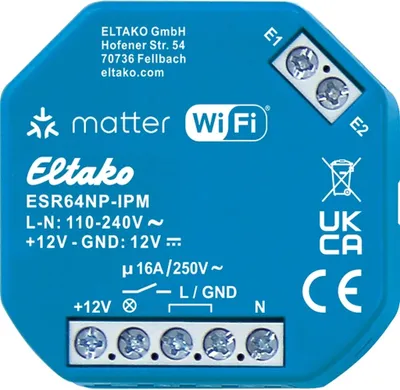 Produktbild von ELTAKO Stromstoß-Schaltrelais mit IP, Matter über Wi-Fi, optional EnOcean, 1 Schließer, 1 Stk.
