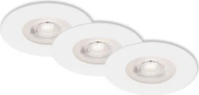 Image de Lampe LED encastrée BRILONER LEUCHTEN KULANA, 5 W, 460 lm, IP44, blanc, plastique, intensité lumineuse variable, set de 3, Ø 9 cm