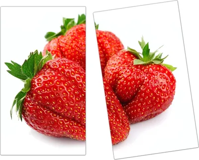 Produktbild von Spritzschutz Herdabdeckplatte Schneidebrett aus Glas Drei Erdbeeren 2-Teilig (60x52cm)