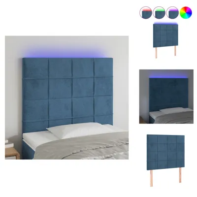 Produktbild von vidaXL LED Kopfteil Dunkelblau 100x5x118/128 cm Samt -  Kopf- & Fußenden