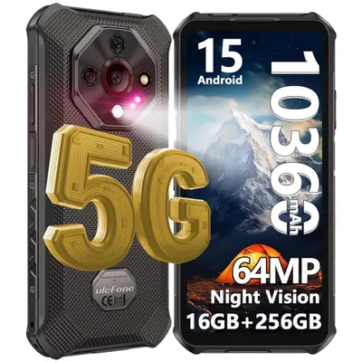 Produktbild von Ulefone Armor X16 Pro 5G AI Outdoor Smartphone Handy Ohne Vertrag Android 16 - 16GB+256GB Dimensity 6300 - 10360mAh/33W 6,56" 120Hz 64MP NFC