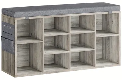 Produktbild von Schuhbank – Schuhregal – Schuhaufbewahrungsbox – Schuhschrank – Sitzbank – Grau – Mit weichem Sitzkissen