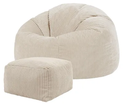 Produktbild von Icon Kingston Sitzsack Cord und Hocker mit Füllung, Beige