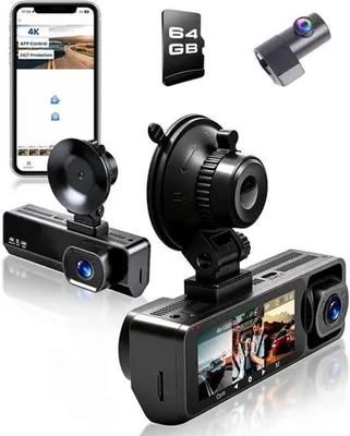 Productafbeelding van Dashcam WiFi 3 kanalen 4K 1080P met 64GB
