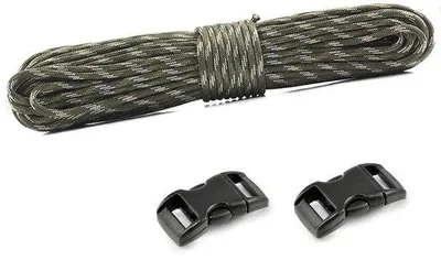 Immagine prodotto di Corda da outdoor in paracord, 30 metri, verde mimetico, nylon, per campeggio e sopravvivenza, a 10 trecce