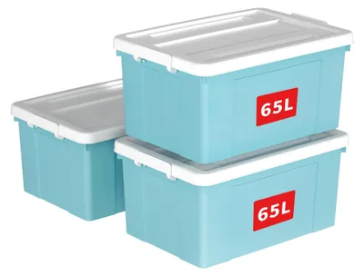 Produktbild von Cetomo 65L*3 Aufbewahrungsboxen, Aufbewahrungsbox mit Rollen & Deckel, Organizer