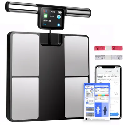Obrázek produktu pro Analýzátor tělesného tuku s 8 elektrodami, váha pro osoby s 58 hodnotami tělesné analýzy, digitální váha s velkým displejem