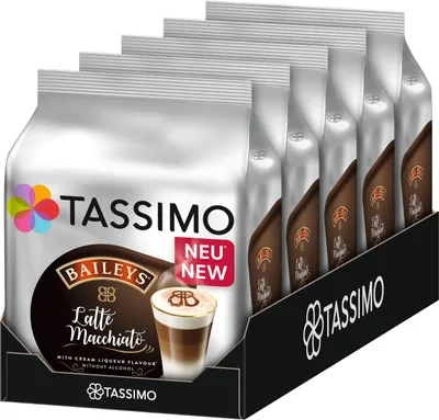 Produktbild von TASSIMO Latte Macchiato Baileys 5er Pack T Discs Kaffee Kapseln 5 x 8 Getränke