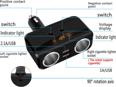 Obrázek produktu pro AutoCigar Lighter USB Obnovené dva porty LED displej