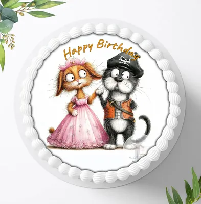 Produktbild von Für die Geburtstags Torte ein Tortenaufleger, Zuckerbild mit dem Motiv: Fellnasen, Essbares Foto für Torten, Fondant, Ø 20cm, 2403z