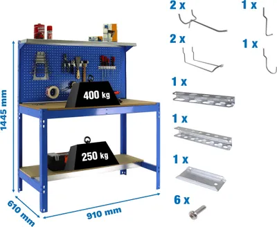 Produktbild von Simonrack Werkbank-Set SIMONWORK BT3 blau 91,0 x 61,0 x 144,5 cm