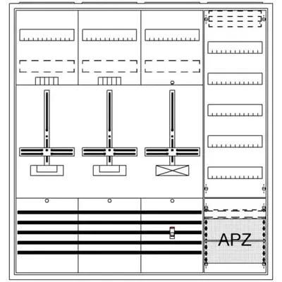 Zdjęcie produktu dla Kompletna szafka AP3Pkt.A472Z1S1V5A2 – wyposażona szafka na liczniki elektryczne IP31 1100x1050mm DA47BH