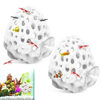 Produktbild von Garnelenhöhle 2er-Set Aquariendeko Versteck für Garnelen & Fische Eiform-Weiß