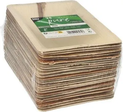 Produktbild von 100 Teller Palmblatt pure eckig 3 cm x 17 cm x 12 cm natur