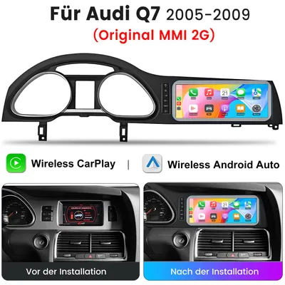 Image de Pour Audi Q7 (2005-2009) MMI 2G : Autoradio Linux de 10,25 pouces avec CarPlay sans fil, Android Auto, Bluetooth et Vi-Link
