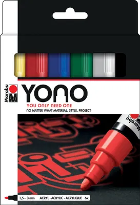 Image de Marabu1240000004002 Marabu Marqueur acrylique "YONO", 1,5 - 3,0 mm, jeu de 6