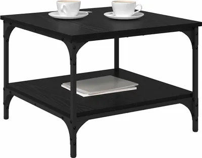 Produktbild von (Design 2026） Couchtisch Schwarz Eichen-Optik 55 x 55 x 40cm Holzwerkstoff - HOMMIE 718126 - Nachttische & -schränke