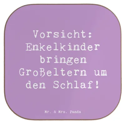 Produktbild von Mr. & Mrs. Panda Untersetzer für Gläser Spruch Enkelkinder - Lavendeltraum - Geschenk, Herausforderung, Liebe, Familienleben, Glas, Tischuntersetzer, Schlafmangel, Humor