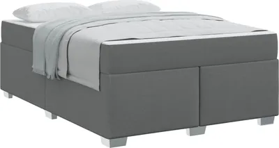 Produktbild von vidaXL Bettrahmen mit Matratze Dunkelgrau 140 x 200 cm Stoff