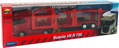 Image de Camion Welly Scania V8 R730 1:64 - Autotransporter 68023