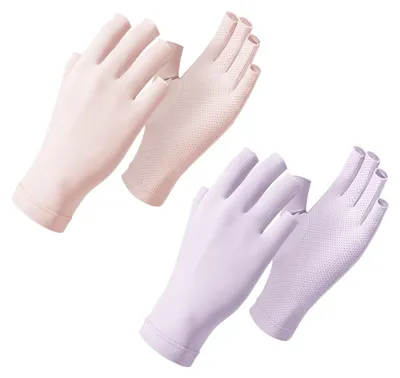 Produktbild von 2 Paar sommerliche Eisseiden-Sonnenschutzhandschuhe fš¹r Damen, atmungsaktive, fingerlose Handschuhe zum Autofahren und Radfahren