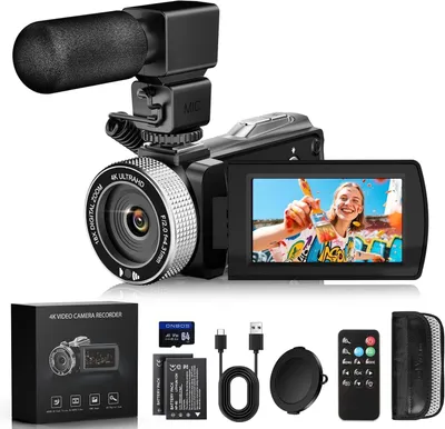 Produktbild von Camcorder 4K - Videokamera - Vlog-Kamera - Videokamera - Digitalkamera - 48 Megapixel - Infrarot-Nachtsichtfunktion