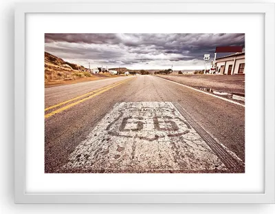 Produktbild von Gerahmtes Poster - Weißer Rahmen - USA Route 66 Reise - 40x30 cm - Wand Bild - Wanddeko - Wandbilder - Kunstposter - Wandposter - Bilderrahmen - Bilder - Kunstdruck - Wandbild - P2WAA40x30-2712