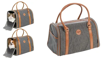 Produktbild von Flamingo Hundetasche - Tragetasche Sitka Grau - 45 x 25 x 28 cm - Polyester - ab