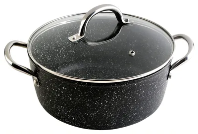 Productafbeelding van WECOOK! Gietijzeren braadpan met hoge rand, geschikt voor inductie, 28 cm, glazen deksel, gietaluminium