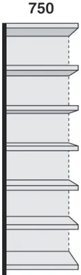Produktbild von Magazin-Regal Stora 100 Regalfeld mit Rückwand BxTxH 75x60x260cm schwarz/lichtgrau