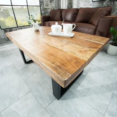 Produktbild von Invicta Interior Couchtisch IRON CRAFT, Mangoholz, Eisen, schwarz, 100cm, Industrial, Kufengestell, handgefertigtes Unikat, außergewöhnliche Maserung