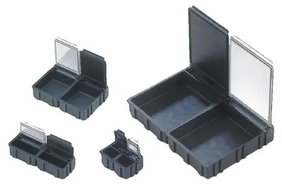 Produktbild von WETEC SMD-Klappbox, ESD, 37 x12 x 15 mm, mittel, schwarz SMD-BOXN2-6-6-10-10