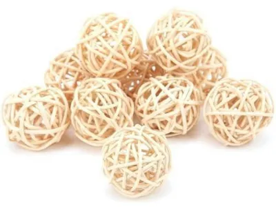 Image de Weidenball Spielzeug : 10 jouets en osier naturel, balles en rotin pour oiseaux, jouets à mâcher, diamètre 3 cm