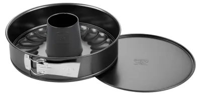 Produktbild von Dr. Oetker Springform mit Flach- und Rohrboden Ø 26 cm, Kuchenform mit Flachboden, runde Backform aus Stahl mit Antihaftbeschichtung (Farbe: schwarz)