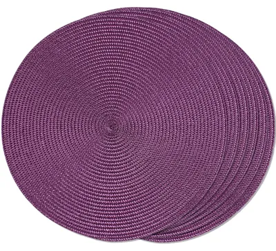 Productafbeelding van Set van 6 Ronde Gevlochten Placemat voor Eettafel 38 cm Violet